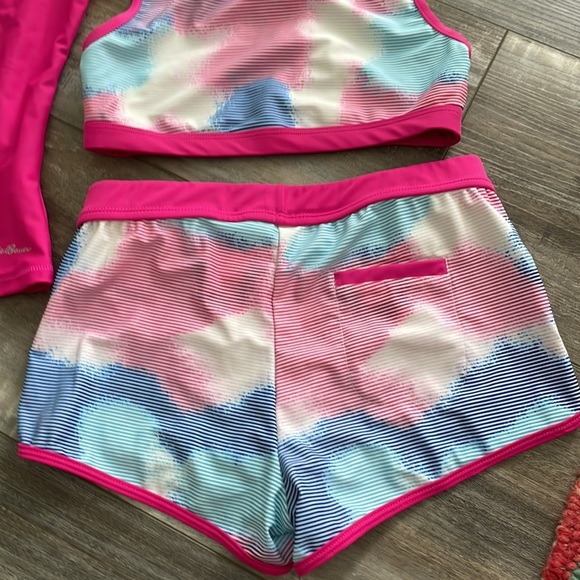 GIRL'S Eddie Bauer Youth Reversible 4 Piece Swim Set Size 10/12 - Picture 7 of 11